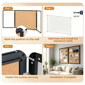 Pannello in Tessuto per Annunci con Porte in PET Infrangibile, Cornice in Alluminio, Vetrina Espositiva Chiusa, Bacheca Esterna con Serratura per Scuola - Product Image 4