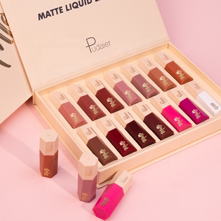 Pudaier Haute Pigmenté 14 Couleurs En Gros Cosmétiques Velours Mat Liquide Rouge À Lèvres Ensemble Étanche Hydratant Lipgloss Maquillage