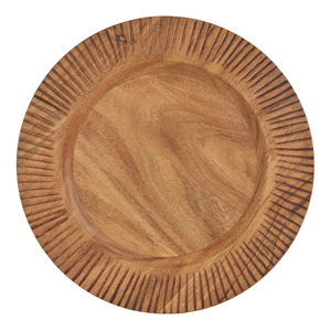 Assiette plate ronde en bois avec motif radial gravé, design Wabi Sabi fait main, pour la décoration de table, vaisselle et assiettes, taille personnalisée S - Product Image 1