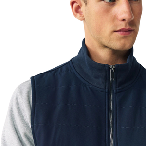 Chaleco Azul Marino para Hombre con Cierre, Chaqueta sin Mangas con Cuello Alto, Costuras Acolchadas, Prenda Exterior Ligera Informal para el Invierno - Product Image 6