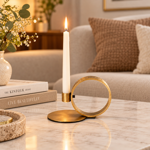 Candelabro Moderno de Metal Dorado, Portavelas Cónico Minimalista de Latón, Centro de Mesa Circular para Venta al por Mayor - Product Image 2