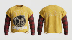 Men's 100% Cotton Vintage Street Style Fleece Breathable Loose Fit Shortsleeve Screen Printed Logo Design Distressed Fashionable - Product Image 5