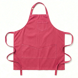 Delantal de Trabajo Rojo de Algodón Unisex con Tirantes Ajustables, Tres Bolsillos Delanteros, Delantal Resistente para Cocina, Chef, Panadería, Cafetería, Taller - Product Image 4