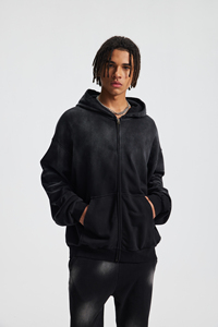 Oferta Especial: Sudadera con Capucha Oversize para Hombre 100% Algodón Felpa, Personalizable al por Mayor, Hombro Caído, Tejido Grueso, Colores Degradados, Estilo Vintage con Cremallera - Product Image 2