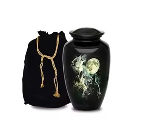 Arcadia Dark Turquoise Brass Cremación Urna para adultos para cenizas humanas Bolsa de terciopelo gratis - Product Image 6