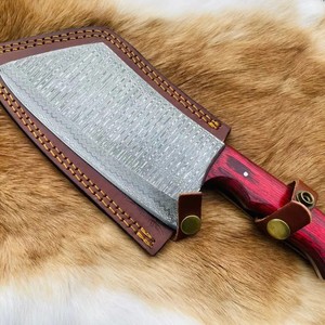 Cuchillo de carnicero hecho a mano de acero de Damasco con mango de madera, ambidiestro, hoja de 6-7.9 pulgadas para uso de carnicero y chef en la corte de carne - Product Image 5