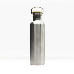 Bouteille d'eau écologique en acier inoxydable avec couvercle à poignée en bambou, anti-fuite, gourde sportive en métal pour les voyages, la gym et l'hydratation - Product Image 1