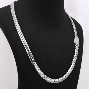 Cadena Cubana de Alta Calidad con Diamantes Simulados, Estilo Hip Hop, Oro Blanco Sólido de 14K, 8MM, Cadena de Lujo - Product Image 3