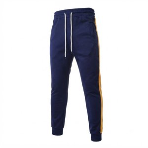 Survêtement pour homme bleu marine et jaune moutarde avec veste zippée à col montant et pantalon à cordon de serrage – Tenue décontractée pour l'automne - Product Image 5