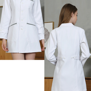Bata de Laboratorio Blanca para Mujer, Tela de Algodón y Poliéster, Uniformes de Hospital, Manga Larga con Bolsillos, Color Personalizado - Product Image 6