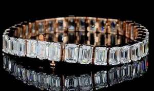 Emerald Cut Moissanite Tennis <b>Bracelet</b> 925 Sterling Silver <b>Beaded</b> Bangle Unisex Sparkling Jewelry - Product Image 2