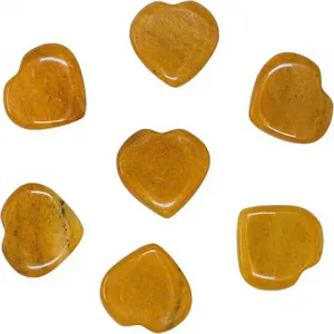 Cristal de Jaspe Amarillo Natural de 30 mm, Corazón Tallado y Pulido, Gema, Arte Popular, Mini Artesanía en Piedra, Recuerdos, Feng Shui, Flor - Product Image 1