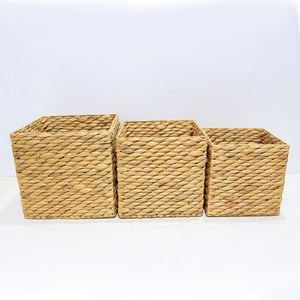 Water Hyacinth Rustic <b>Square</b> Storage <b>Basket</b> Set Handwoven Durable Eco-friendly - Product Image 2