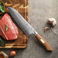 Couteau de chef Damas personnalisé, couteau de cuisine artisanal haut de gamme, acier à haute teneur en carbone, ustensiles de cuisine, fabricant OEM, manche en bois d'olivier