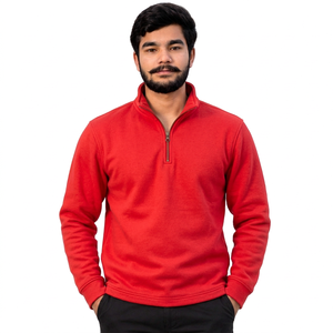 Sudadera con media cremallera al por mayor, personalizada de fábrica para minoristas, sudadera con media cremallera de corte holgado - Product Image 4