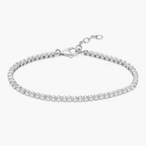 Round Cut Lab Grown Diamonds Tennis Bracelets 14K 18K Solid Gold Bezel Set Lobster Clasp <b>Adjustable</b> Dainty Minimalist Stacking - Product Image 3