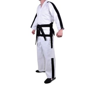 Uniformes de Taekwondo Blancos y Negros para Práctica y Entrenamiento de Artes Marciales, con Franjas Laterales Dinámicas, Transpirables, para Adultos y Jóvenes - Product Image 3