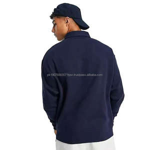 Nouveau design JWIN – Sweat à capuche pour homme, col rabattu, coupe classique, brodé, 100 % coton, motif uni bleu marine, hiver, 330g - Product Image 4