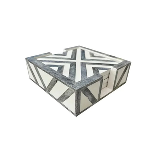 Bone Inlay <b>Coaster</b> With Holder Oriental White and Gray Pattern Mats Customizable Size Hotel <b>Table</b> <b>Coaster</b> - Product Image 2