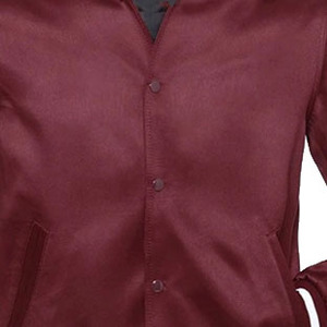 Men's Maroon Varsity Jacket Solid Color Polyester Satin Lining Turn-<b>down</b> Collar Regular Fit Casual Autumn Wear - Product Image 4