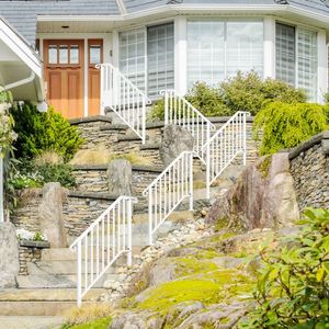 White Iron Handrails for Outdoor Steps Transitional Assistive Device with Installation Kit for 3 Steps - Product Image 4