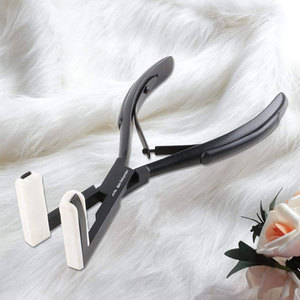 Pince à extensions capillaires professionnelle en acier inoxydable noir, à forte tenue, outil de coiffage à surface plate, durable pour salon de coiffure - Product Image 5