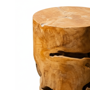 Tabouret cylindrique en racine de teck artisanal ARTERRA Premium - Design rustique/artisanal pour la maison, l'hôtel, l'appartement et les espaces de vie au bureau - Product Image 2