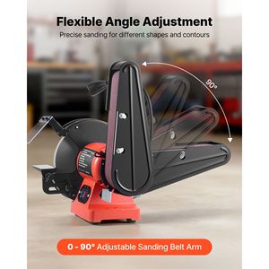 Smerigliatrice da banco professionale da 350W 8'' e levigatrice a nastro da 2'' x 28'' con luce di lavoro a LED e funzioni di protezione - Product Image 4