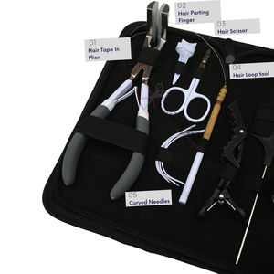 High Quality Salon Hair Extension Tool Kit with Hair Pressing Tool Wire Loop Threader <b>Beads</b> Box Hair Scissor Rat Tail Comb Set - Product Image 3