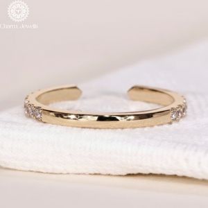 Charm Jewells Moissanite Eternity Band Engagement <b>Ring</b> 18K Gold Plated Prong Setting Brilliant Cut Women's Classic IGI Certified - Product Image 5