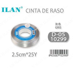 Ruban en satin 2,5 cm 25Y gris pour décoration de cadeaux - Product Image 2