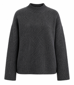 Sudadera de punto con cuello simulado para mujer con logo personalizado, manga raglán gruesa, jersey oversize de invierno al por mayor - Product Image 3