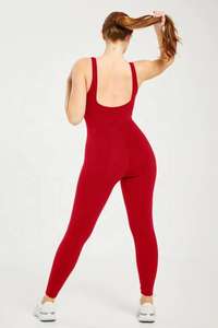 Ropa deportiva para mujer, talla grande, mono de gimnasio con cuello redondo y espalda profunda, elástico, para yoga y entrenamiento, traje deportivo de una pieza. - Product Image 3