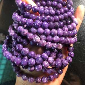Cuentas de Charoita Púrpura Natural, Cuentas Sueltas Redondas de Charoita Real, Media Hilera para Fabricación de Joyas y Manualidades DIY - Product Image 6