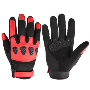 Guantes de Carreras de Dedo Completo, Material PU Antideslizante, para Ciclismo al Aire Libre, Unisex, Cierre de Velcro, Rojo y Negro - Product Image 4
