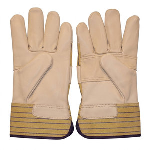 Gants de travail en cuir de vachette grainé, durables, avec manchette caoutchoutée, protection robuste, gants de sécurité industriels - Product Image 5