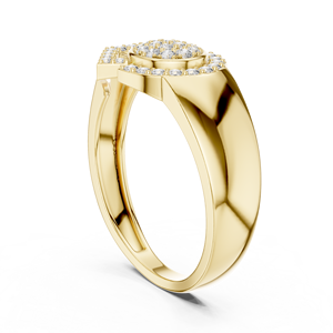 Luxury Yellow Gold Diamond Halo Statement <b>Ring</b> <b>for</b> <b>Men</b> & Women | Elegant Designer Cocktail Engagement Jewelry <b>Ring</b> - Product Image 2