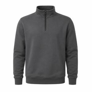 Sweat-shirt en molleton pour homme à col montant et fermeture éclair, coupe ample, couleur unie, tricoté, manches longues, respirant, séchage rapide, idéal pour l'hiver - Product Image 1