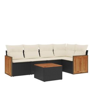 Ensemble de canapés de jardin en rotin PE noir réglable avec grandes pieds, mobilier d'extérieur confortable - Product Image 2