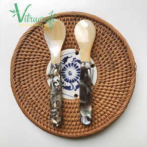 100% cuillères de luxe faites à la main de style morden mélangées avec de la nacre et du mica en plastique pour servir du caviar coûteux taille 12cm - Product Image 2