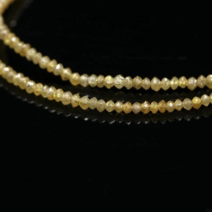Collier de perles rondes facettées en diamant naturel jaune 1,8-2,8 mm 38 cm de longueur Trou percé en haut - Product Image 4