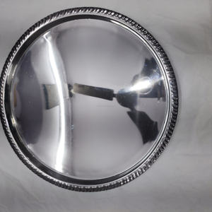 Juego de bandejas redondas minimalistas de acero inoxidable pulido con borde de cuerda trenzada, bandejas apilables de varios tamaños - Product Image 4