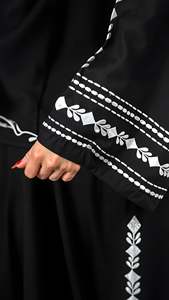 Best Embroidered Abaya Dress Handmade Turkish Floor Length Long Sleeve Soft Breathable Polyester Floral Loose Fit - Product Image 2