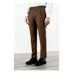 Men's Smart Casual <b>Wool</b> Slim Fit Mid Waist Anti-Wrinkle Zipper Fly Summer Trousers - Product Image 1