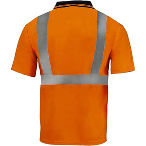 High Visibility Reflective <b>Polo</b> Shirt Men's Short Sleeve Safety Workwear <b>Orange</b> Woven Polyester Casual Plus Size - Product Image 3
