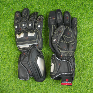 Gants de moto en cuir de qualité supérieure, résistants à l'abrasion, avec protection des phalanges, en cuir de vachette véritable, pour motards. - Product Image 4