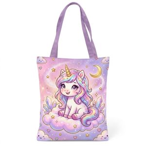 Bolsa de Mano de Lona de Poliéster Reutilizable con Diseño de Unicornio, para Niños, Accesorio Escolar, Regalos de Cumpleaños - Product Image 1
