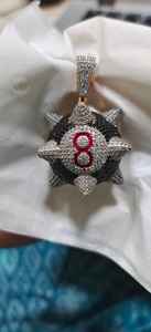 Colgante de Moissanita Hip Hop con diseño de bola de billar número 8, estilo Sport Spike, de Plata 925, con incrustaciones de circonitas, inspirado en Trippiered - Product Image 2