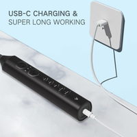 Cepillo de Dientes Eléctrico Sónico, 5 Modos, Diseño IPX7, Pantalla LED, Cerdas de Nailon Suaves, Carga USB, Ecológico, Limpieza Profunda, Cuidado Bucal