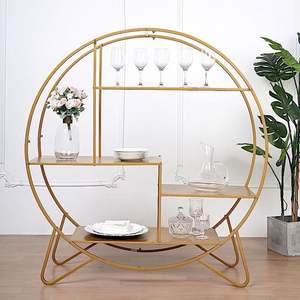 Gold Circular Metal <b>Cake</b> <b>Stand</b> <b>3</b> <b>Tier</b> Dessert Display Rack Reusable Hand Wash Only - Product Image 4